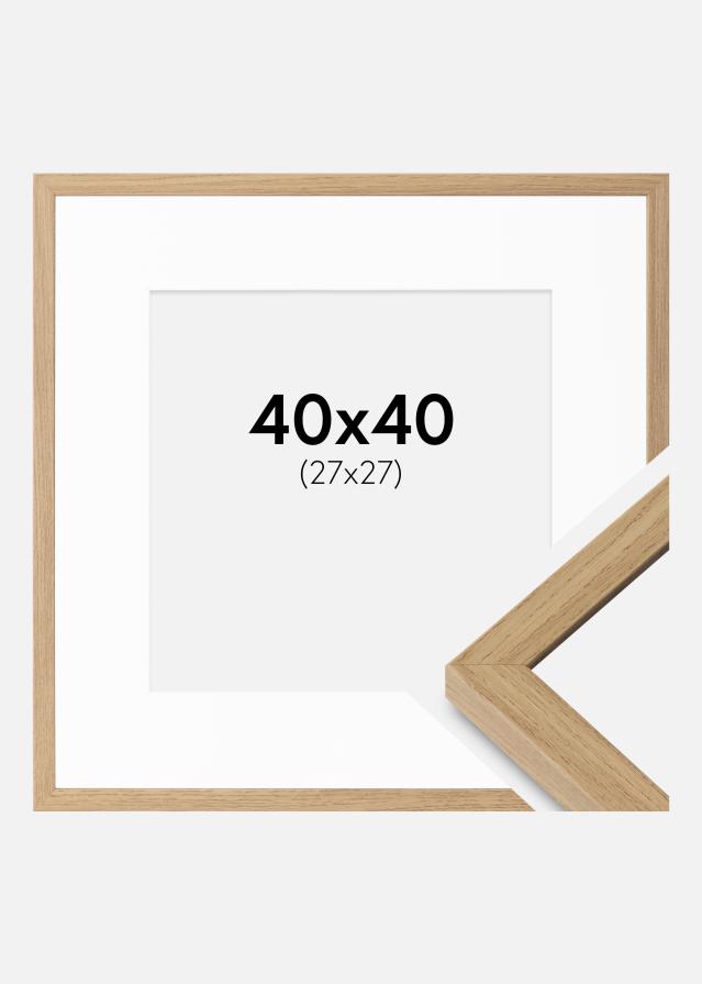 Ramme Ares Naturlig Eg 40x40 cm - Passepartout Hvid 28x28 cm