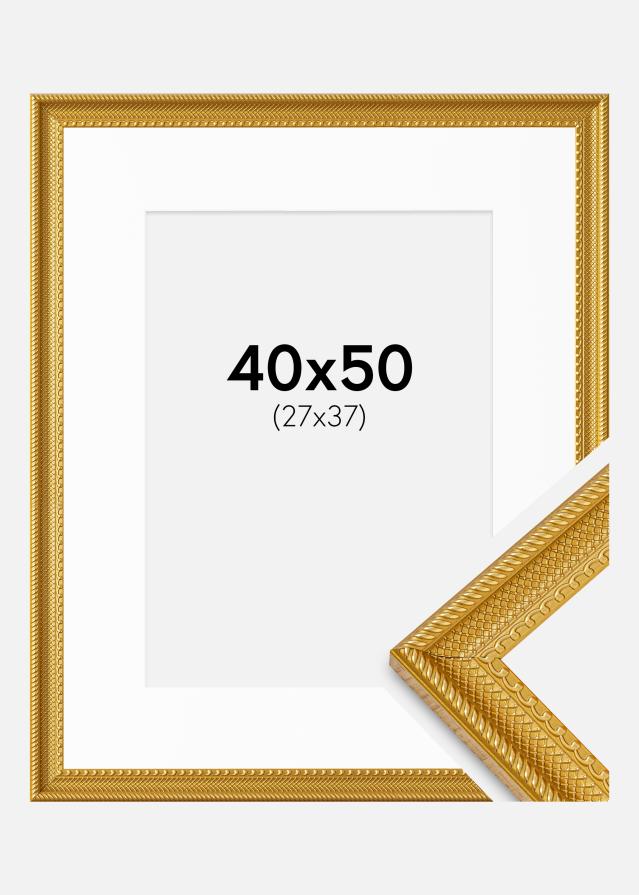 Ramme Lattice Guld 40x50 cm - Passepartout Hvid 28x38 cm