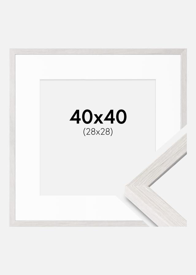 Ramme Ares Hvid Eg 40x40 cm - Passepartout Hvid 29x29 cm