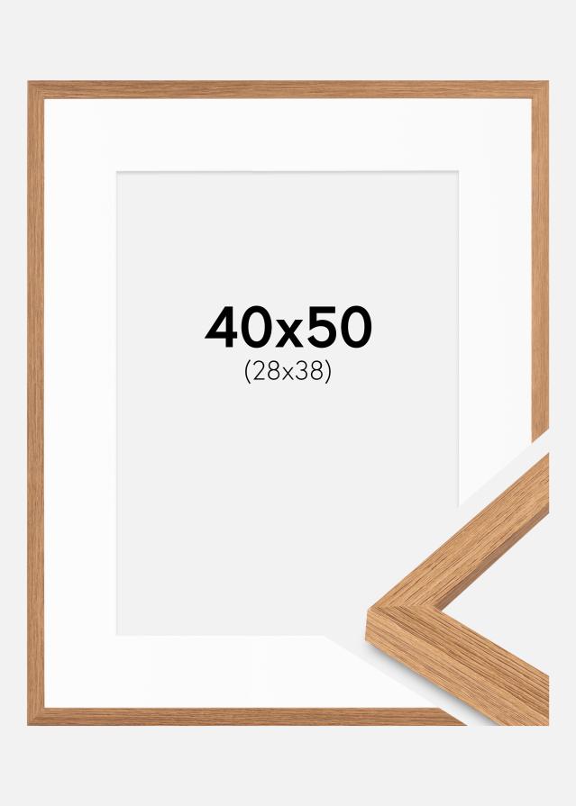 Ramme Modern Teak 40x50 cm - Passepartout Hvid 29x39 cm