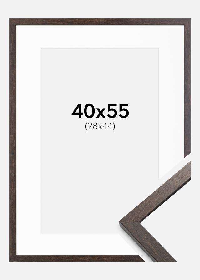 Ramme Trendy Valnød 40x55 cm - Passepartout Hvid 29x45 cm
