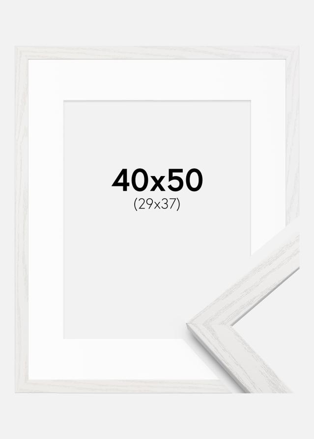 Ramme Stilren hvid Eg 40x50 cm - Passepartout Hvid 30x38 cm
