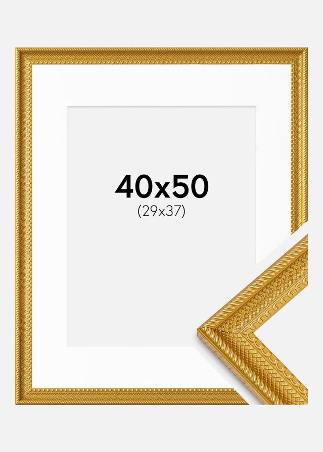 Ramme Lattice Guld 40x50 cm - Passepartout Hvid 30x38 cm