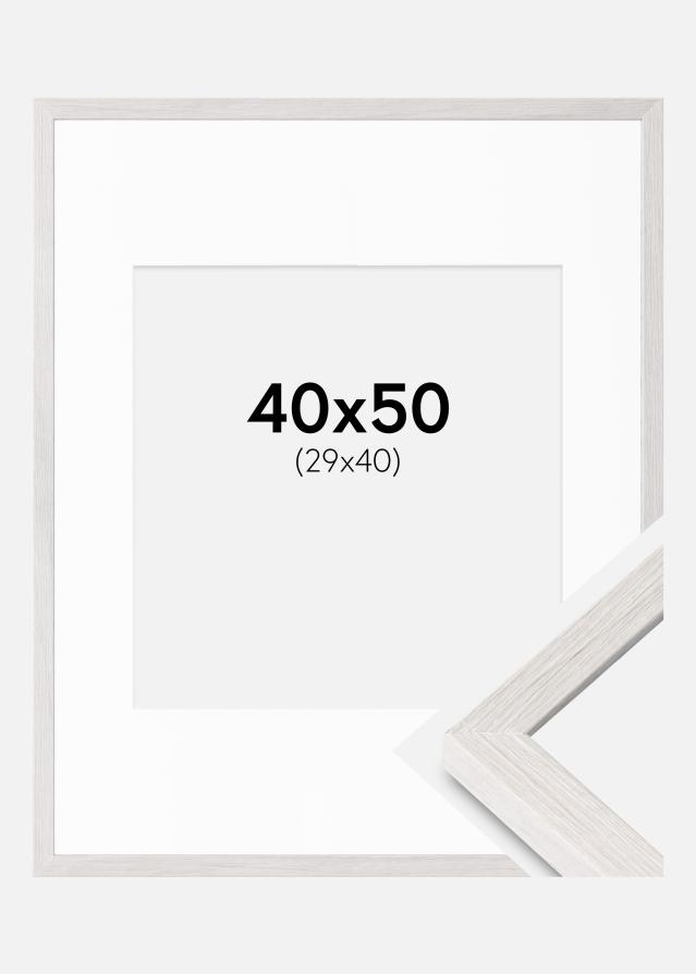 Ramme Ares Hvid Eg 40x50 cm - Passepartout Hvid 30x41 cm