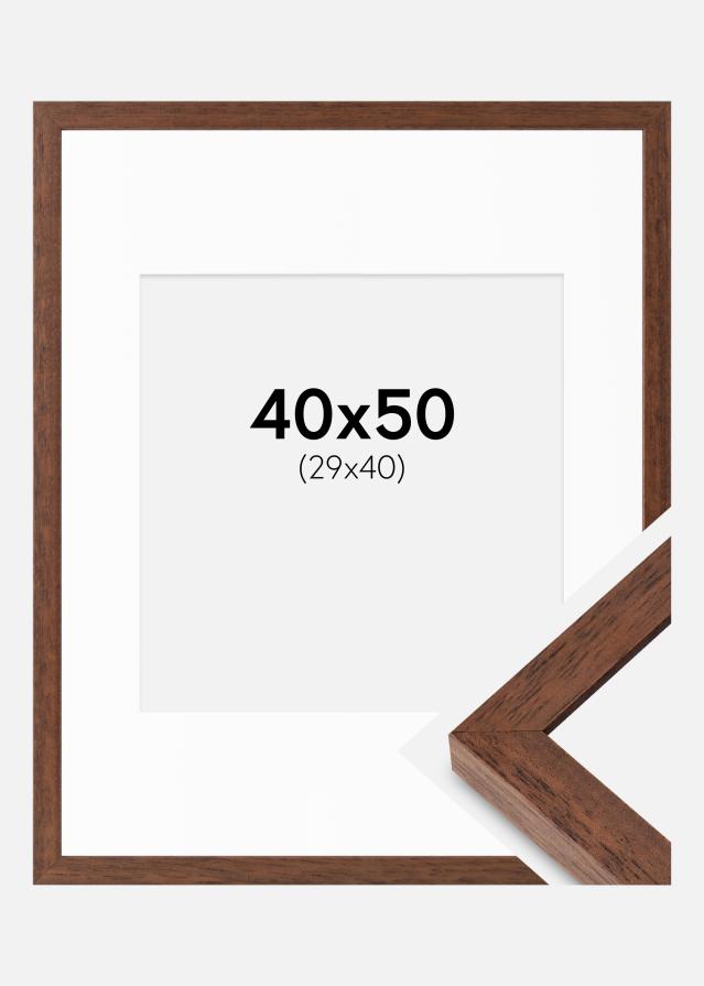 Ramme Hermes Teak 40x50 cm - Passepartout Hvid 30x41 cm