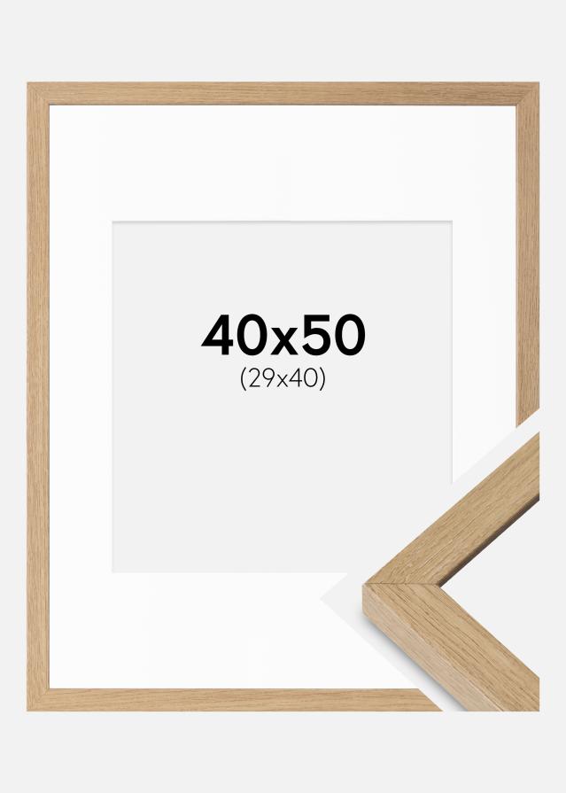 Ramme Hermes Naturlig Eg 40x50 cm - Passepartout Hvid 30x41 cm
