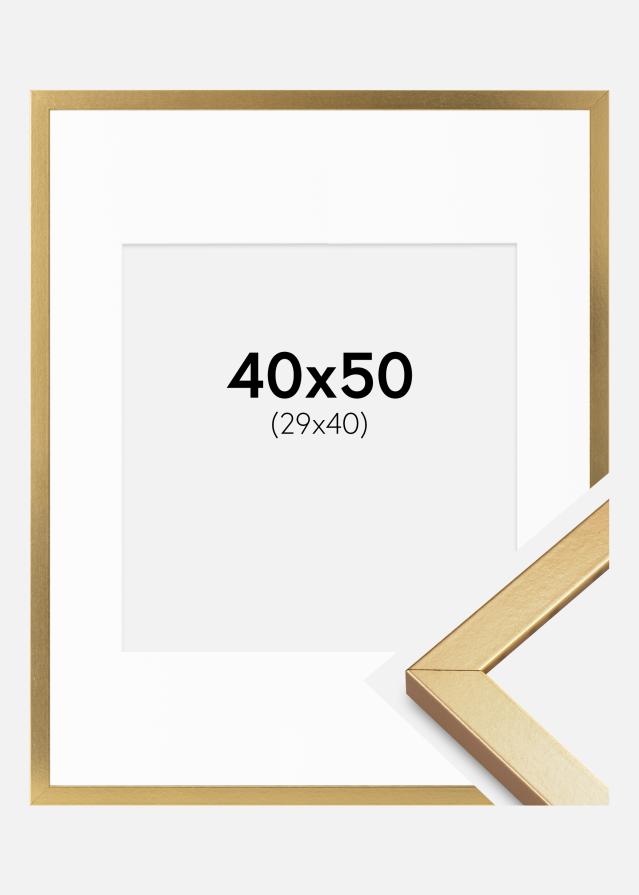 Ramme Minerva Guld 40x50 cm - Passepartout Hvid 30x41 cm