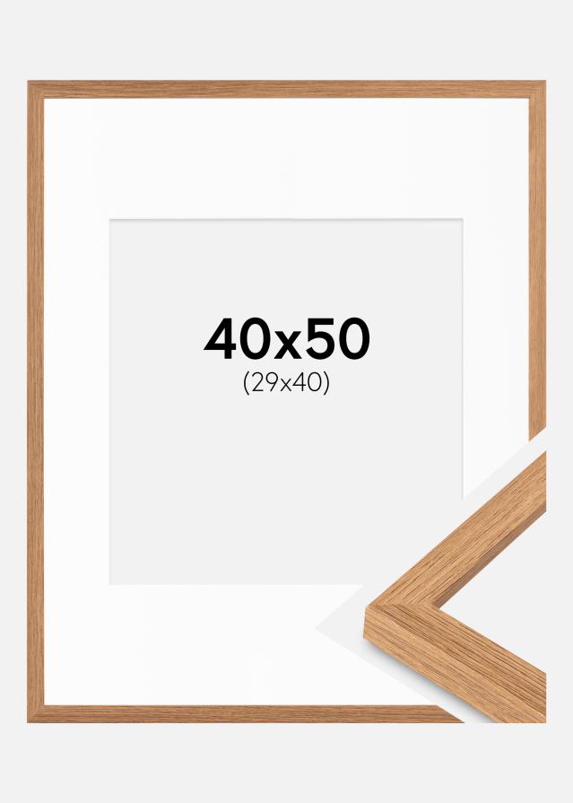 Ramme Modern Teak 40x50 cm - Passepartout Hvid 30x41 cm