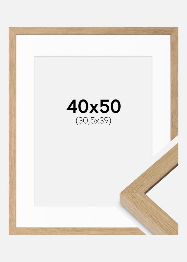 Ramme Hermes Naturlig Eg 40x50 cm - Passepartout Hvid 31,5x40 cm