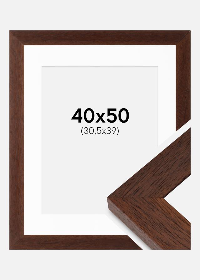 Ramme Juno Teak 40x50 cm - Passepartout Hvid 31,5x40 cm