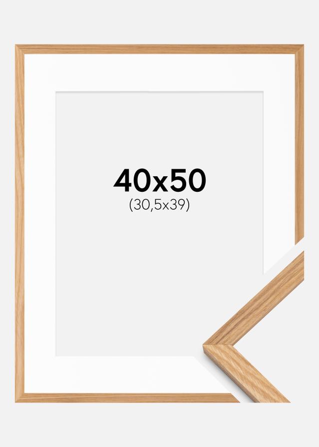 Ramme Massiv Eg 40x50 cm - Passepartout Hvid 31,5x40 cm