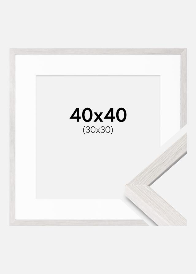 Ramme Ares Hvid Eg 40x40 cm - Passepartout Hvid 31x31 cm