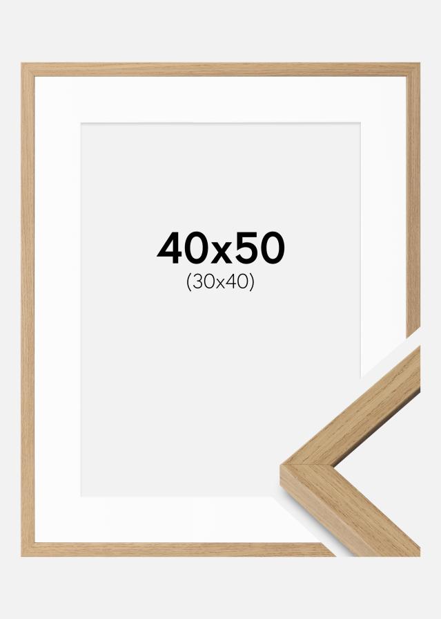 Ramme Ares Naturlig eg 40x50 cm - Passepartout Hvid 31x41 cm