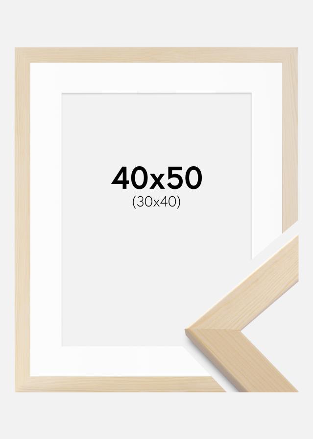 Ramme Trendline Natur 40x50 cm - Passepartout Hvid 31x41 cm