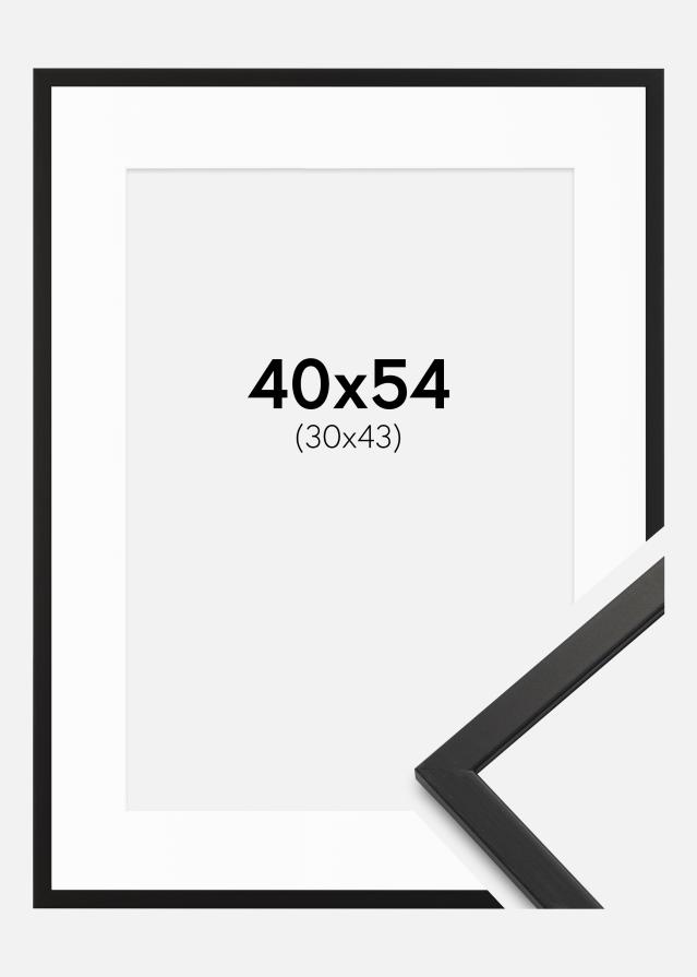 Ramme Edsbyn Sort 40x54 cm - Passepartout Hvid 31x44 cm