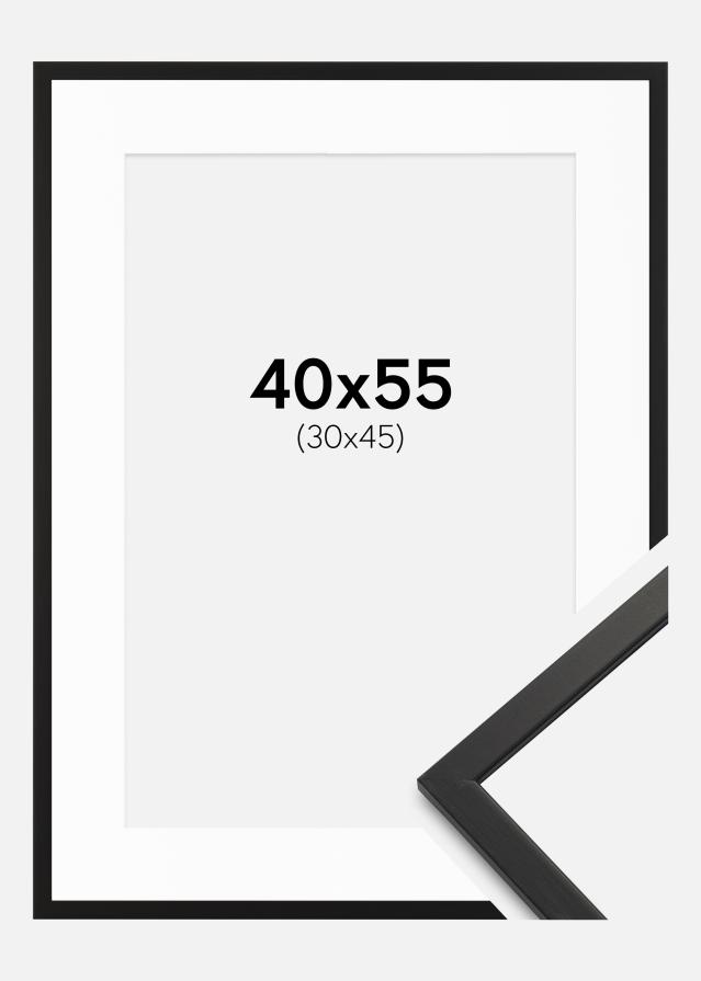 Ramme Edsbyn Sort 40x55 cm - Passepartout Hvid 31x46 cm