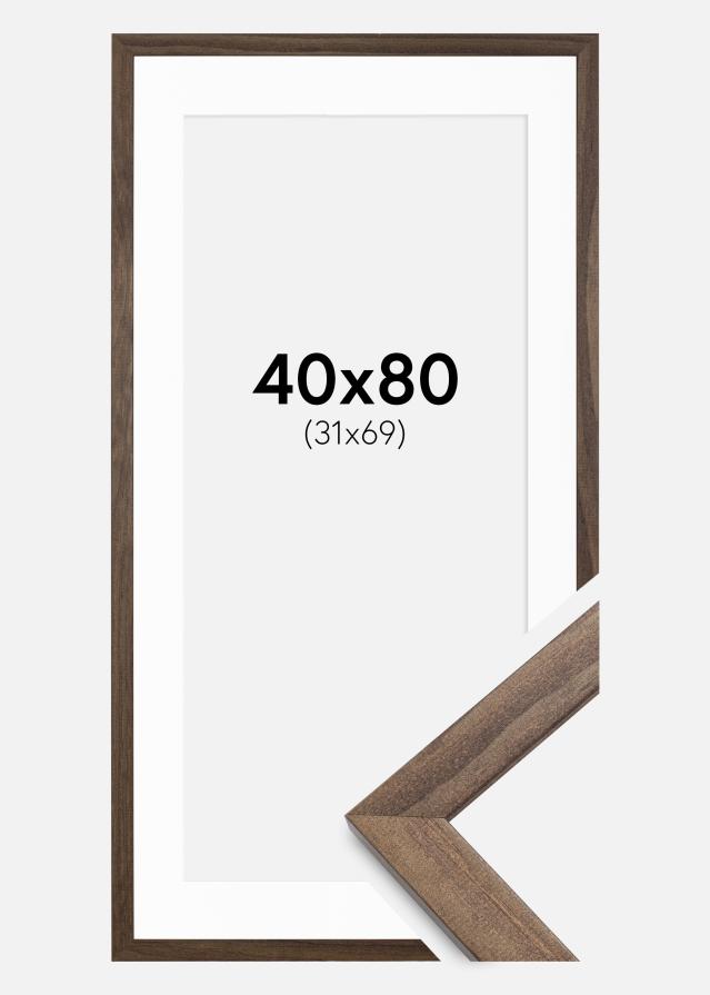 Ramme Stilren Valnød 40x80 cm - Passepartout Hvid 32x70 cm