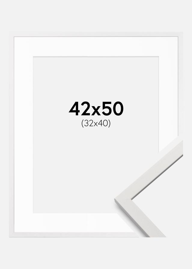Ramme Edsbyn Hvid 42x50 cm - Passepartout Hvid 33x41 cm