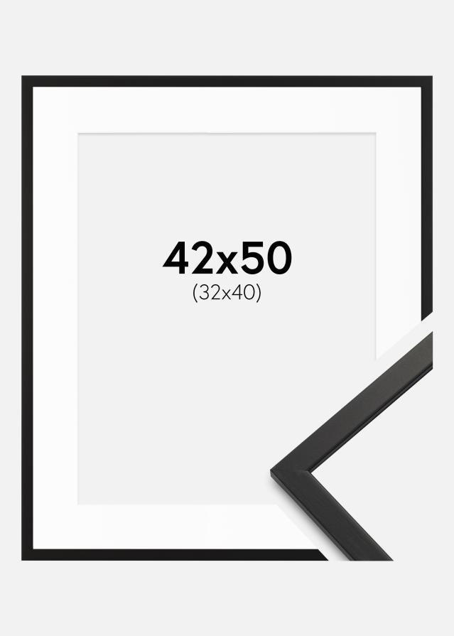 Ramme Edsbyn Sort 42x50 cm - Passepartout Hvid 33x41 cm