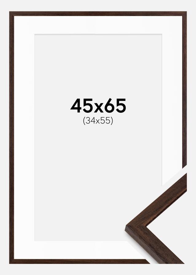 Ramme Edsbyn Valnød 45x65 cm - Passepartout Hvid 35x56 cm