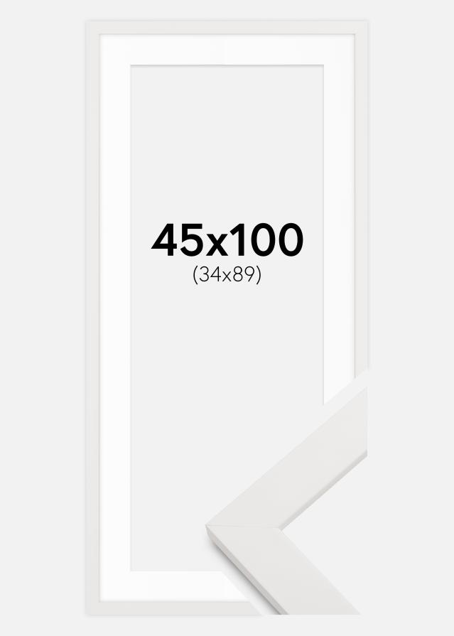 Ramme hvid træ 45x100 cm - Passepartout Hvid 35x90 cm
