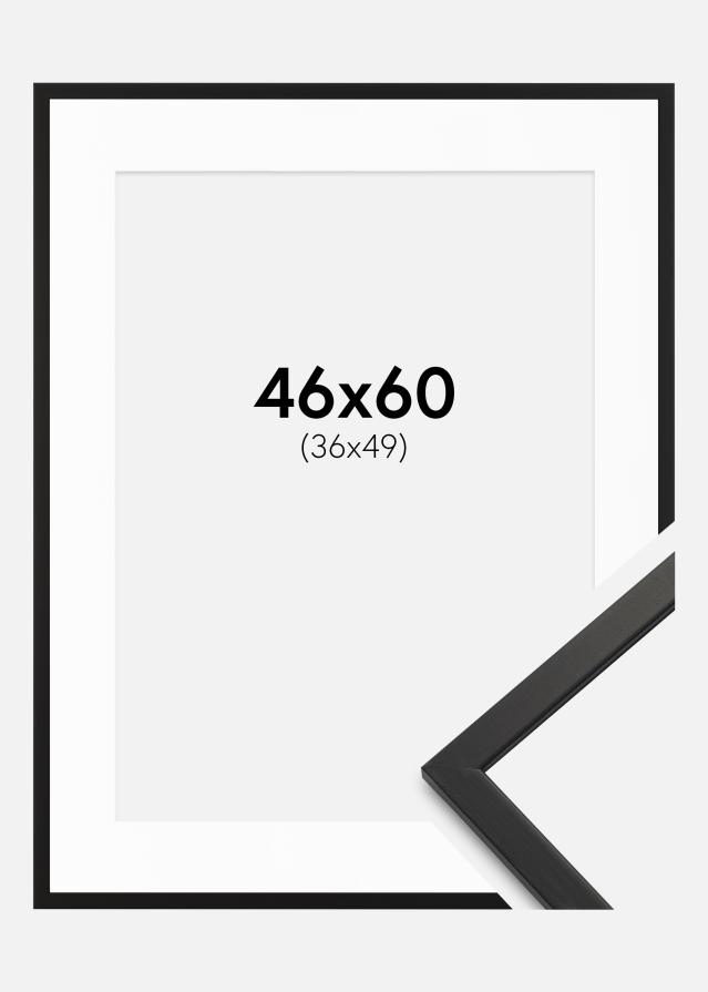 Ramme Edsbyn Sort 46x60 cm - Passepartout Hvid 37x50 cm