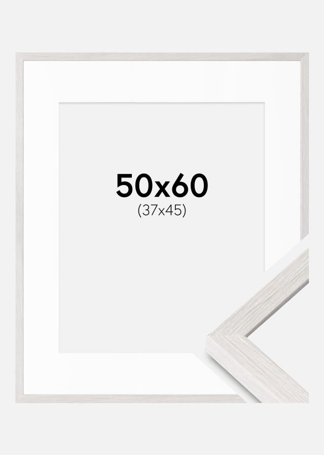 Ramme Ares hvid Eg 50x60 cm - Passepartout Hvid 38x46 cm