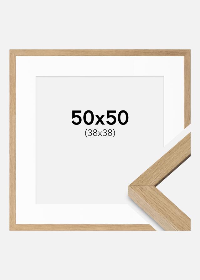 Ramme Hermes Naturlig Eg 50x50 cm - Passepartout Hvid 39x39 cm