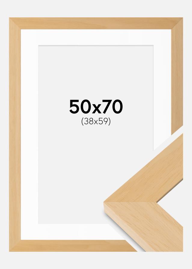 Ramme Juno Træ 50x70 cm - Passepartout Hvid 39x60 cm