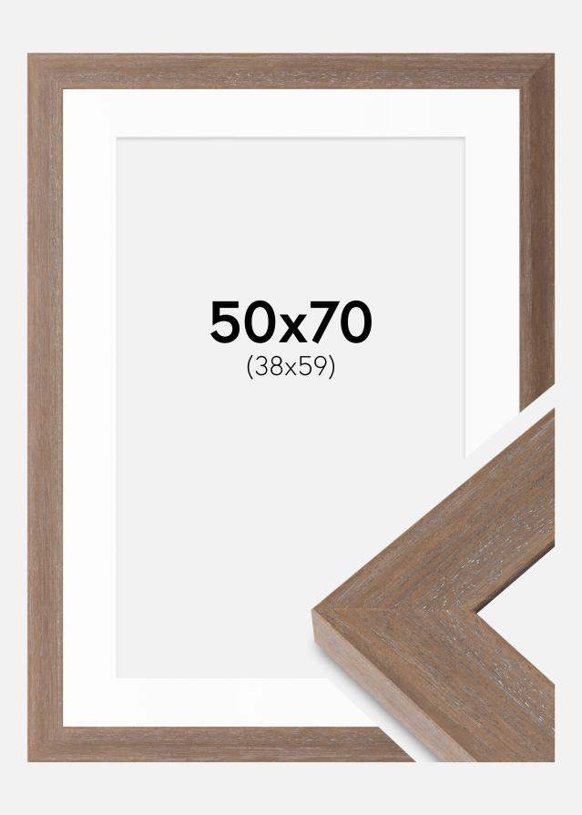 Ramme Juno Grå 50x70 cm - Passepartout Hvid 39x60 cm