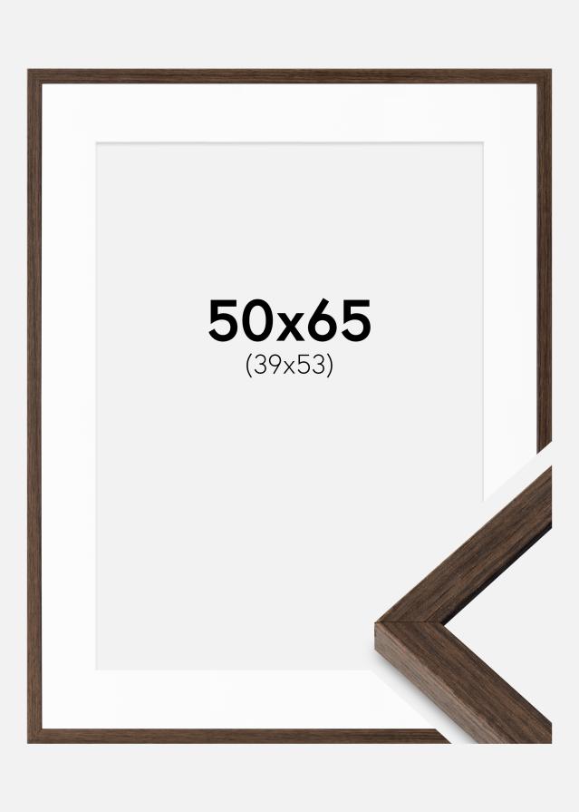 Ramme Ares Valnød 50x65 cm - Passepartout Hvid 40x54 cm