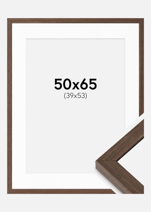 Ramme Hermes Valnød 50x65 cm - Passepartout Hvid 40x54 cm