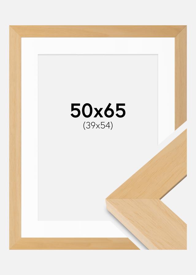 Ramme Juno Træ 50x65 cm - Passepartout Hvid 40x55 cm