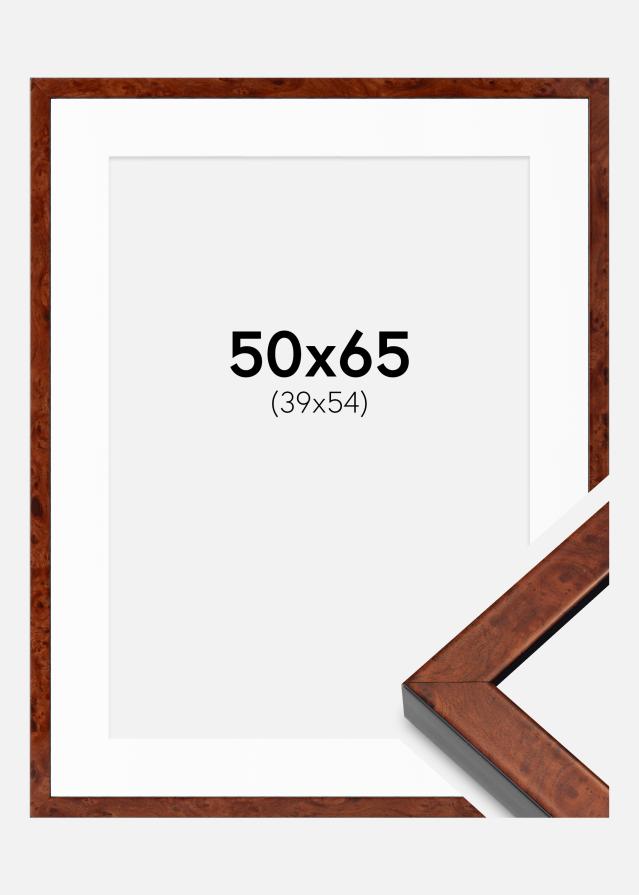 Ramme Hermes valnød 50x65 cm - Passepartout Hvid 40x55 cm
