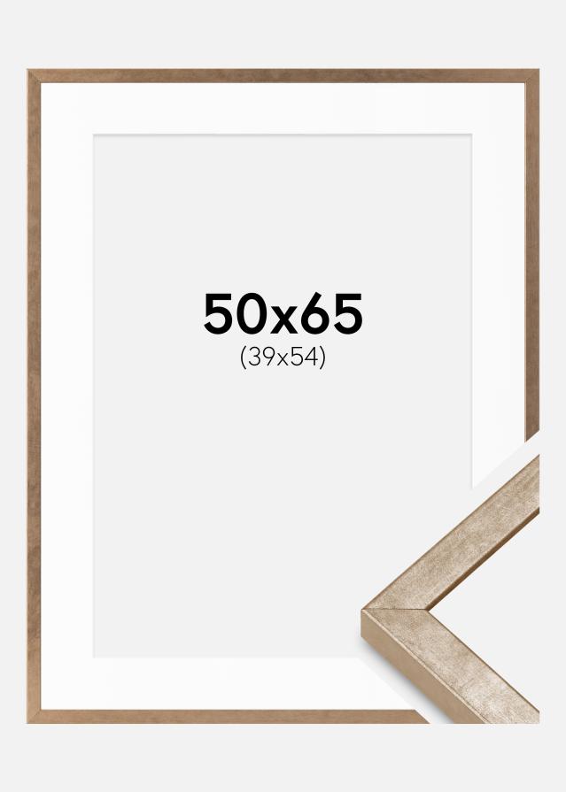 Ramme Ares Messing 50x65 cm - Passepartout Hvid 40x55 cm