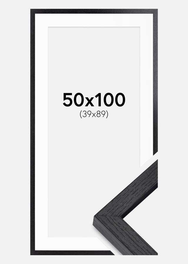 BGA Kasseramme Sort 50x100 cm - Passepartout Hvid 40x90 cm
