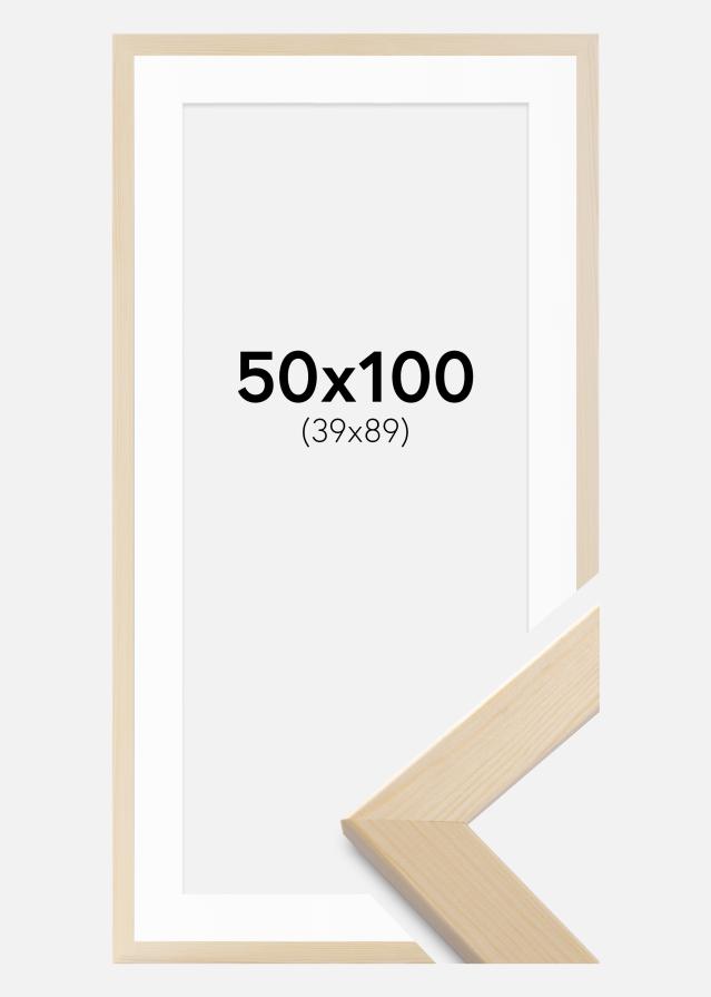 Ramme Trendline Natur 50x100 cm - Passepartout Hvid 40x90 cm