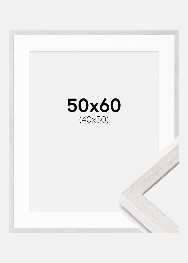 Ramme Ares Hvid Eg 50x60 cm - Passepartout Hvid 41x51 cm