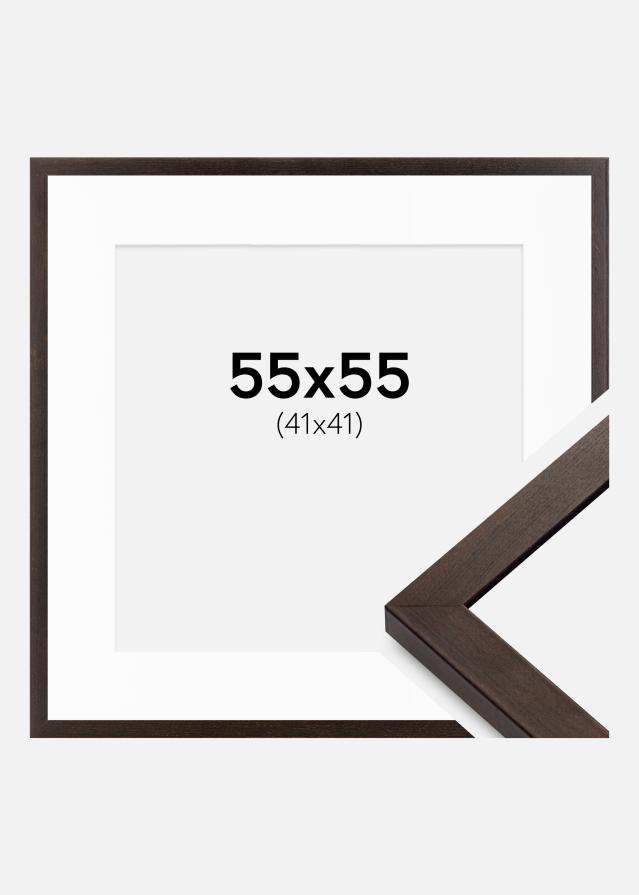 Ramme Selection Valnød 55x55 cm - Passepartout Hvid 42x42 cm