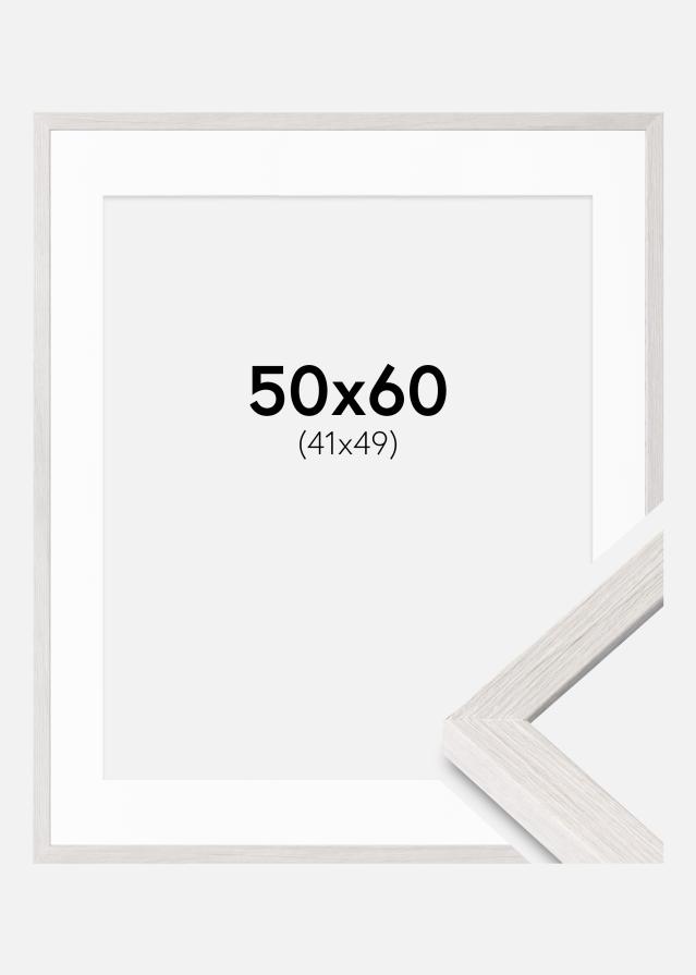 Ramme Ares Hvid Eg 50x60 cm - Passepartout Hvid 42x50 cm