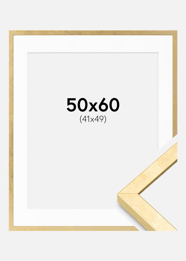 Ramme Ares Guld 50x60 cm - Passepartout Hvid 42x50 cm