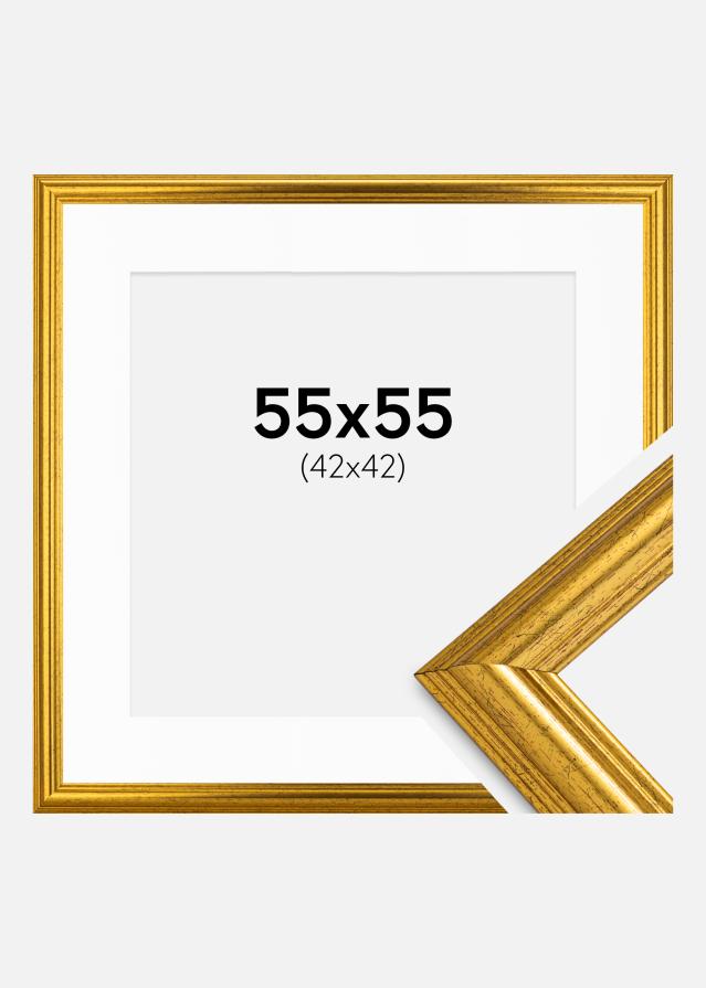 Ramme Västkusten Guld 55x55 cm - Passepartout Hvid 43x43 cm