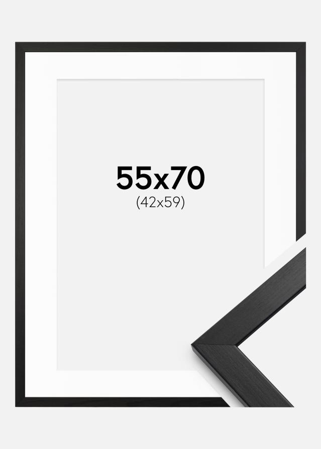 Ramme Stilren Sort 55x70 cm - Passepartout Hvid 43x60 cm