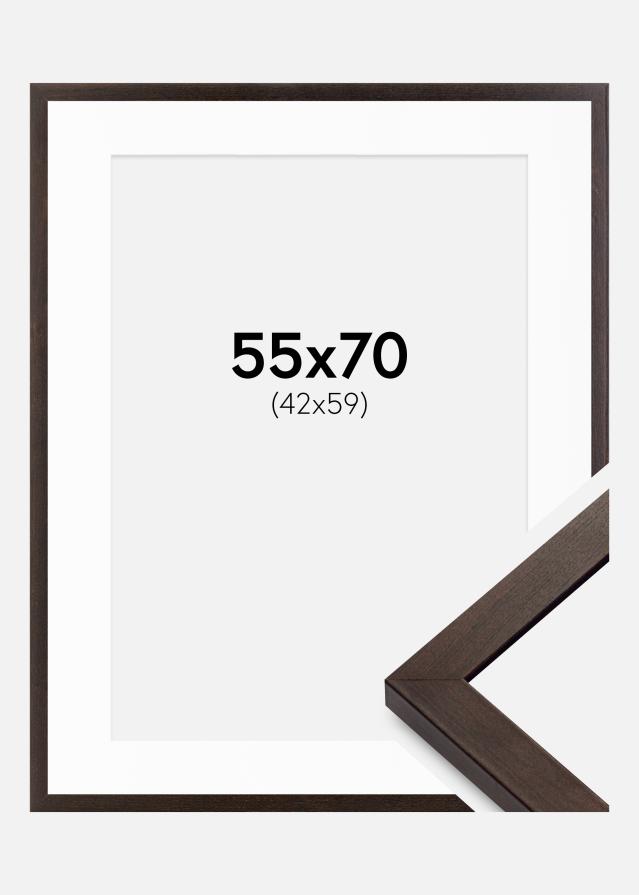Ramme Selection Valnød 55x70 cm - Passepartout Hvid 43x60 cm