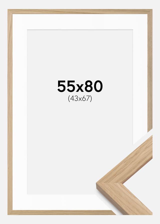 Ramme Eg træ 55x80 cm - Passepartout Hvid 44x68 cm