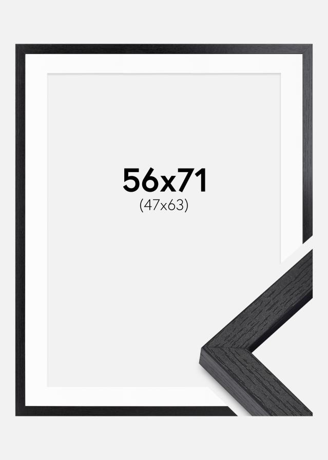 BGA Kasseramme Sort 56x71 cm - Passepartout Hvid 48x64 cm
