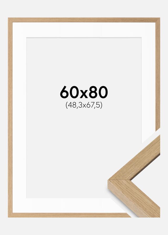 Ramme Hermes Naturlig Eg 60x80 cm - Passepartout Hvid 49,3x68,5 cm