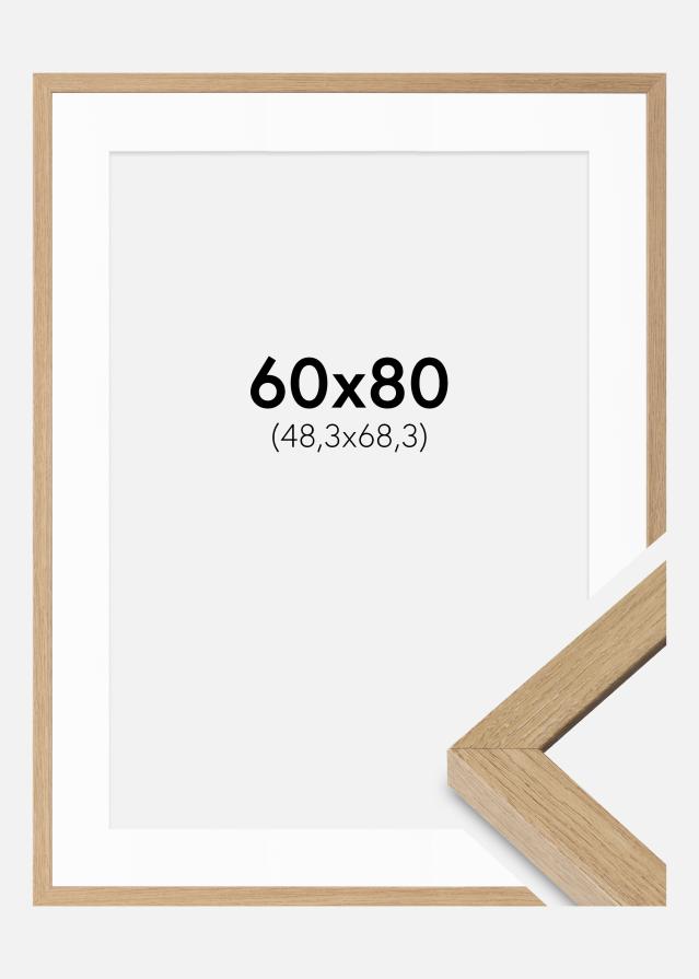 Ramme Hermes Naturlig Eg 60x80 cm - Passepartout Hvid 49,3x69,3 cm