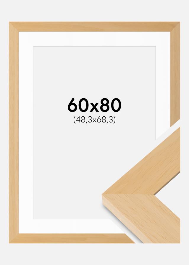 Ramme Juno Træ 60x80 cm - Passepartout Hvid 49,3x69,3 cm