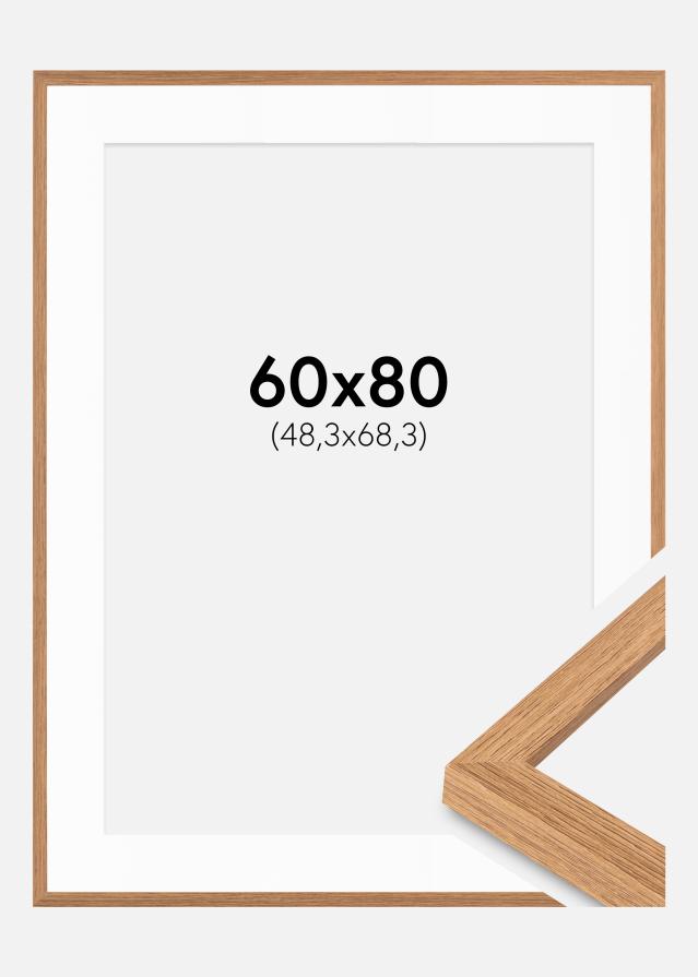 Ramme Moderne Teak 60x80 cm - Passepartout Hvid 49,3x69,3 cm